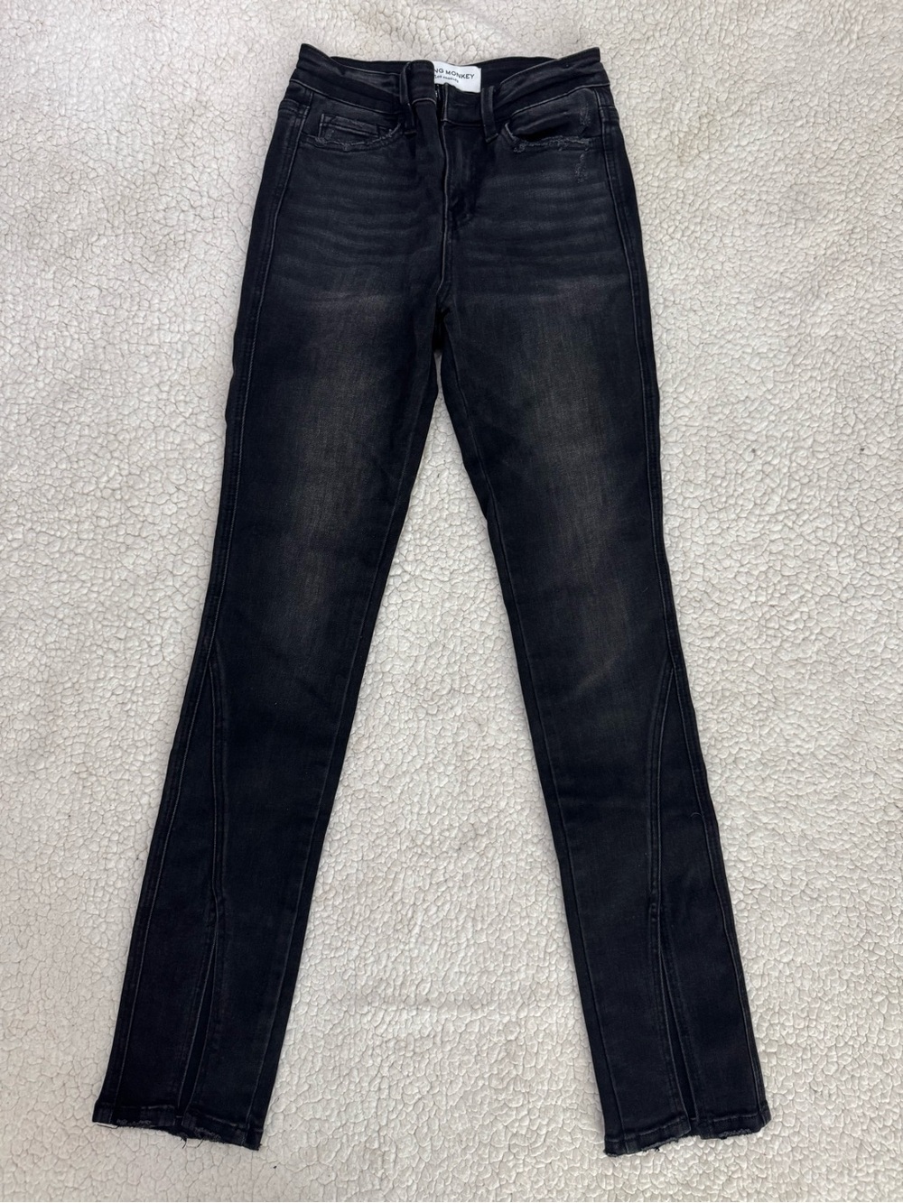 Flying Monkey Black Skinny Jeans with Faded Detailing